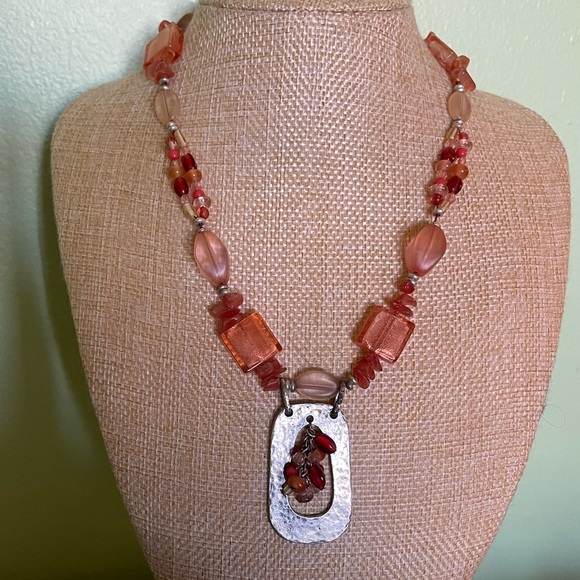 Beautiful coral and red Coldwater Creek Necklace - Picture 1 of 6